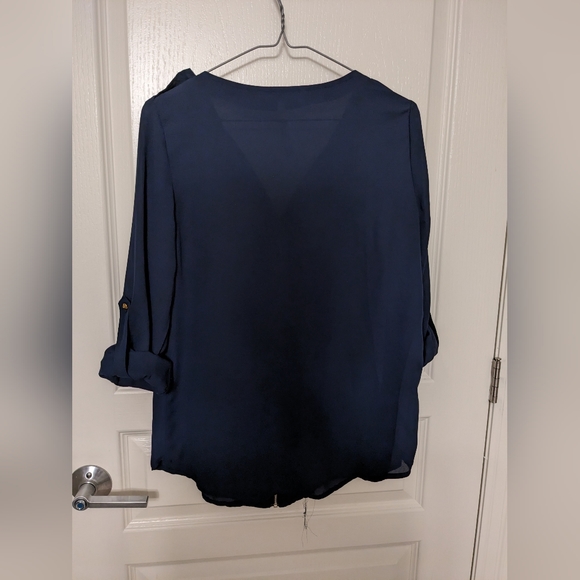Sheer navy blouse - Picture 2 of 2